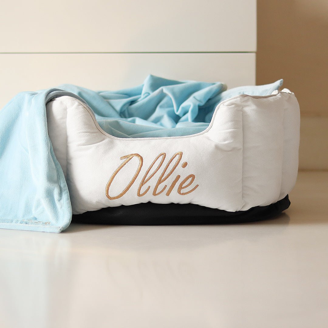 High Wall Snow White Personalized Luxury Velvet Bed For Dogs - Image 2